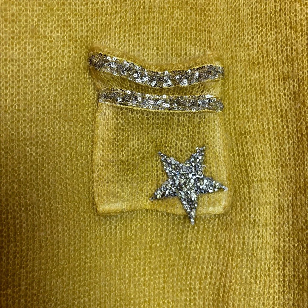 Scandal Women's XL Sweater Yellow Mohair Lady Pullover Jumper‎ Cozy Italy Made
